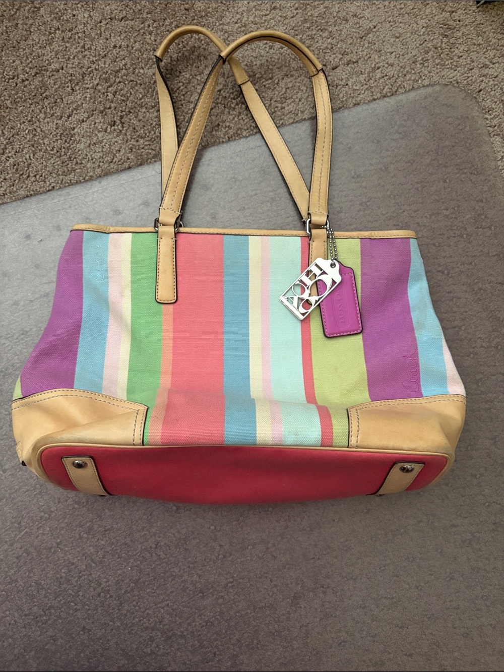 Coach Hampton canvas Multicolor Striped Tote